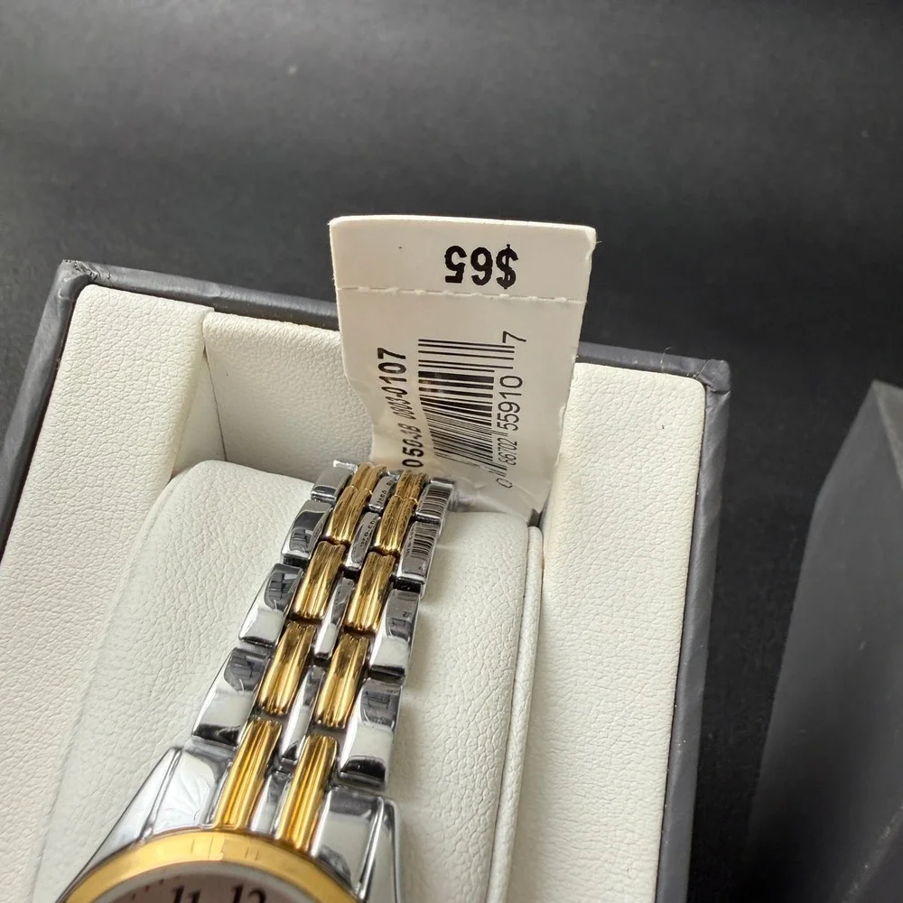 MSRP $65 Armitron 75/5304TTB‎ Women's Two Tone Bracelet Quartz Watch New Batter